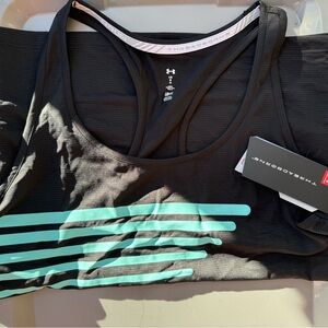 Under Armour Women's Tank Top in Black with Teal Stripes